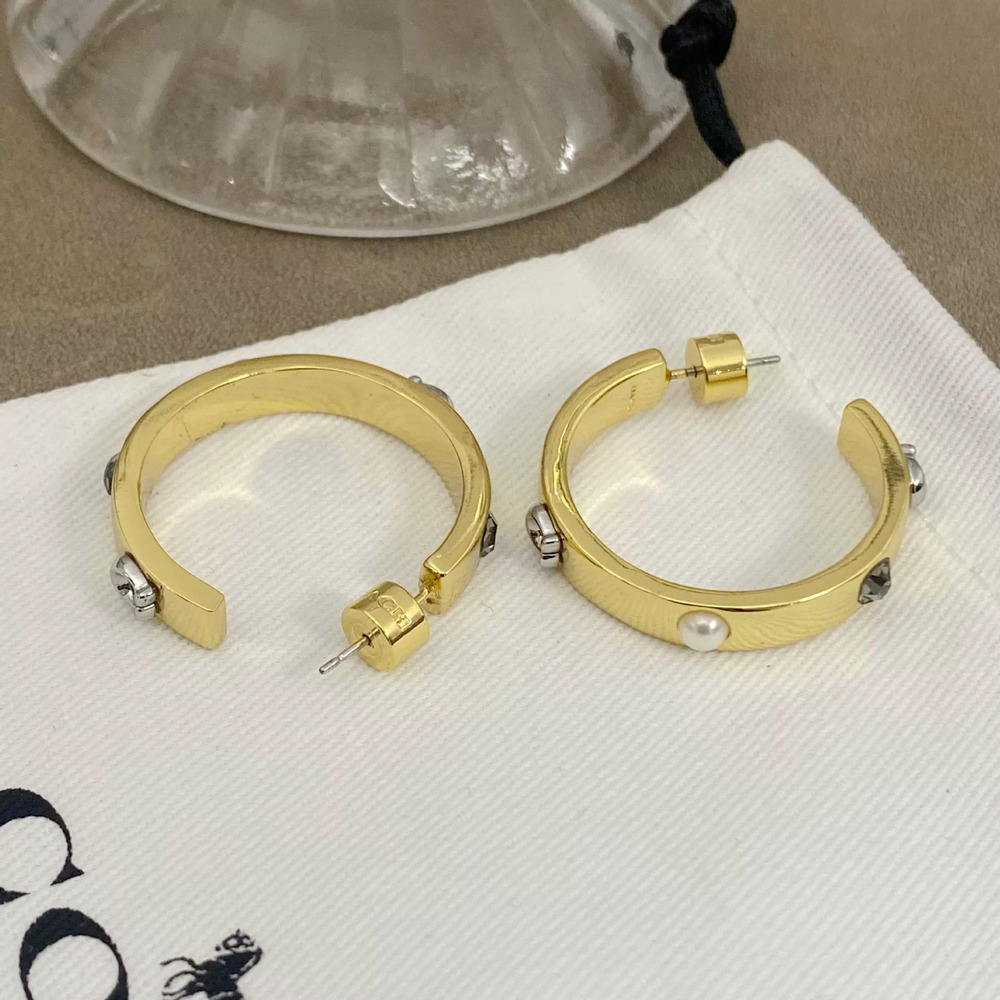 Coach Rhinestone Letter Metal Earrings - Picture 3 of 6
